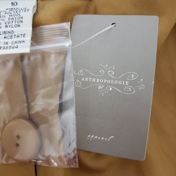 NWT Anthropologie Tabitha Tweed Blazer Cardigan Jacket 10 Short Sleeve Mustard - Picture 12 of 13